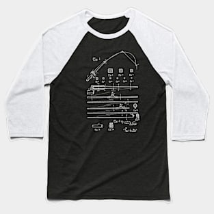 Fishing Rod Vintage Patent Hand Drawing Baseball T-Shirt